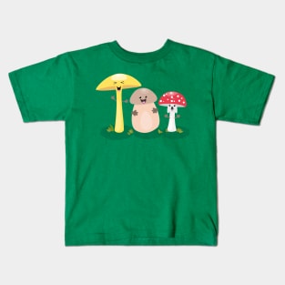 Cute kawaii mushroom fungi toadstool cartoon Kids T-Shirt